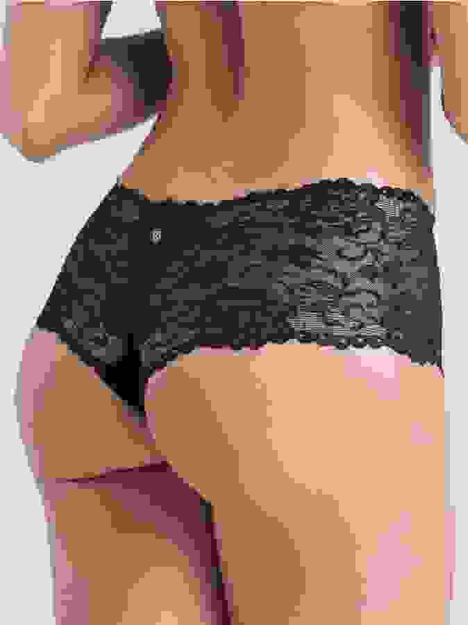Lovehoney Flirty Black Lace Shorts, Black, hi-res